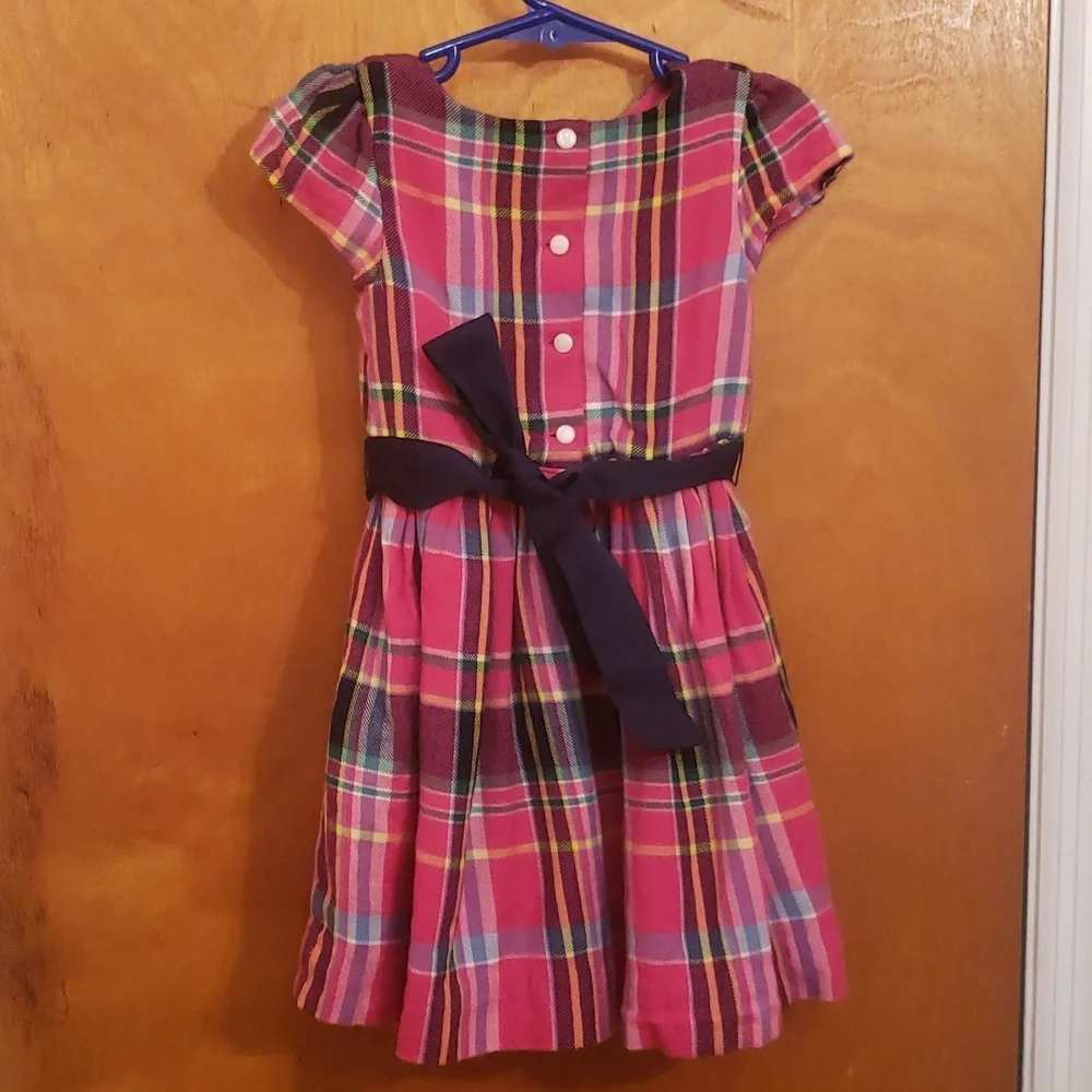 Ralph Lauren Pink plaid flannel dress with ribbon tie